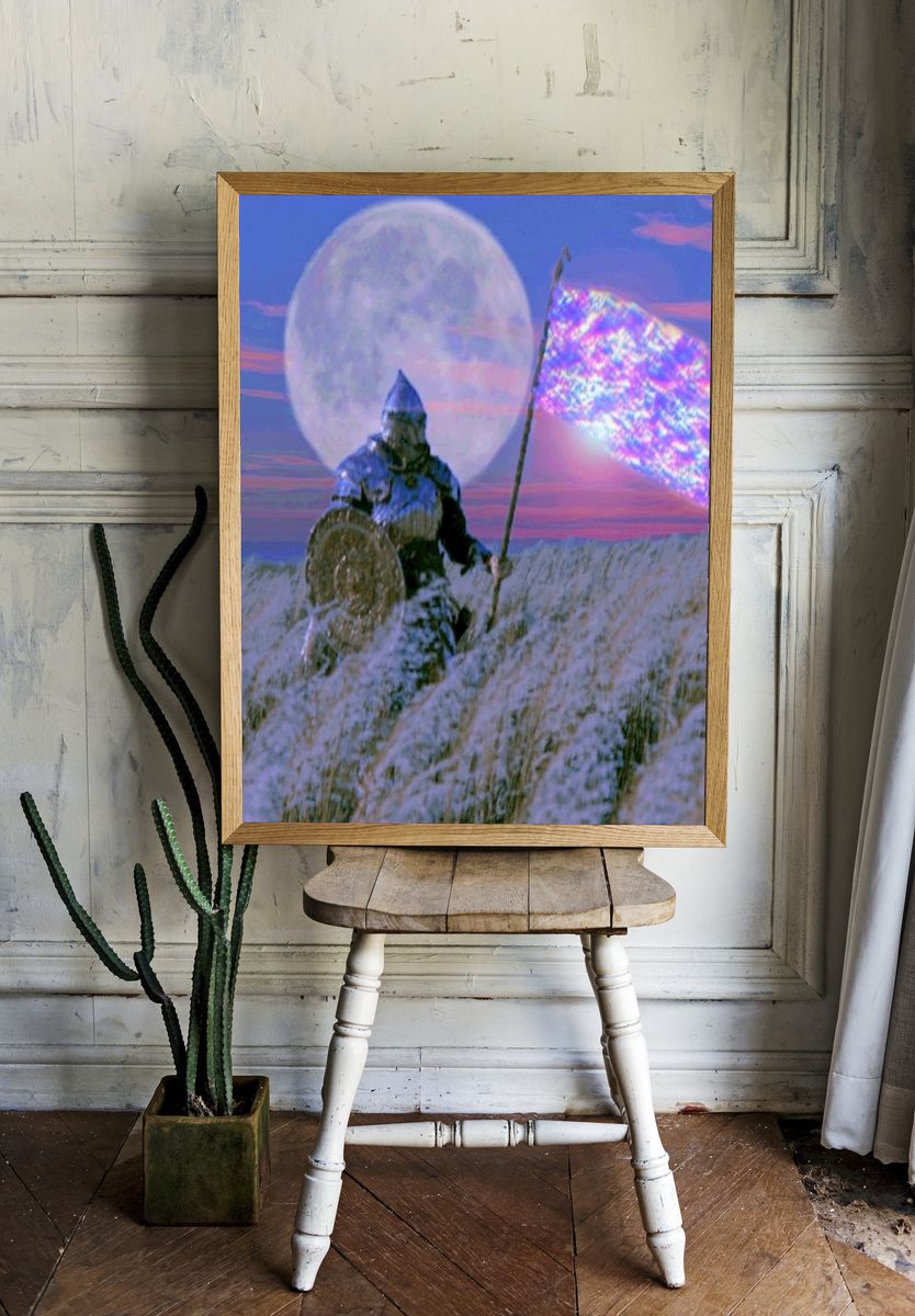 Moonlit Knight Fantasy Print. room preview
