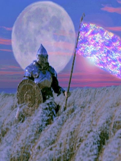 Moonlit Knight Fantasy Print. poster