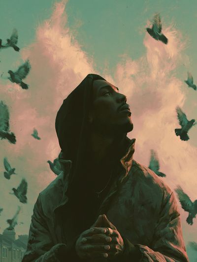Dreaming Figure with Birds Print.