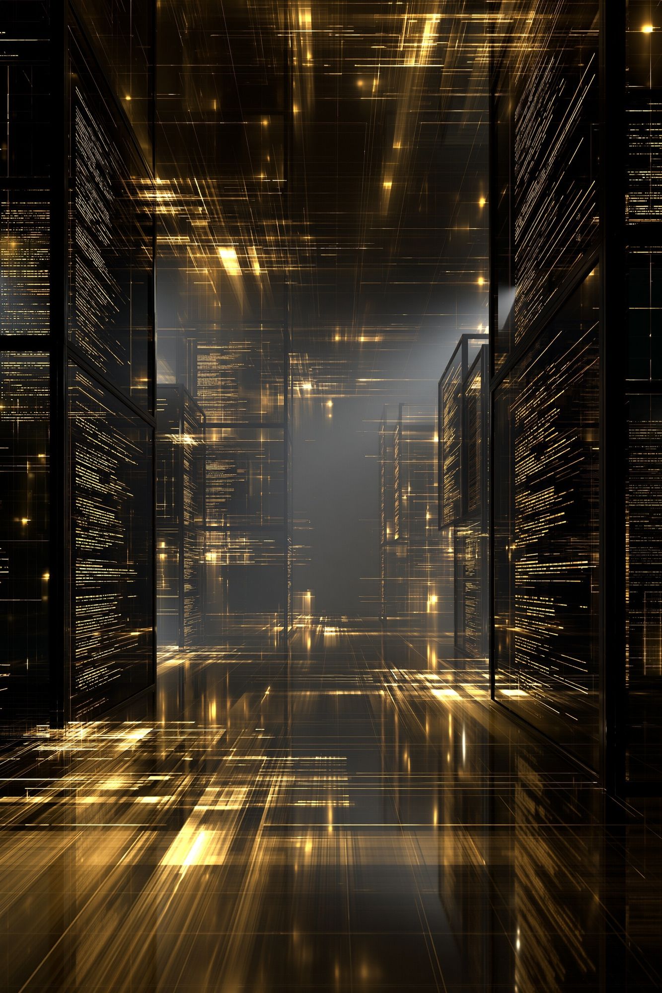 Golden Futuristic Corridor Poster. poster detail