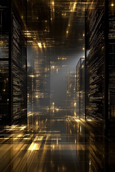 Golden Futuristic Corridor Poster.