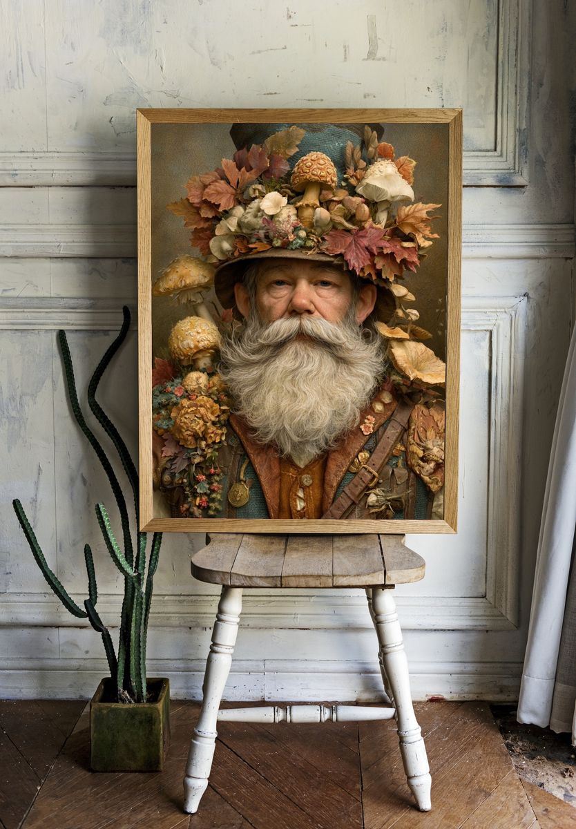 Autumn Forest Gnome Portrait Poster. — room view 1