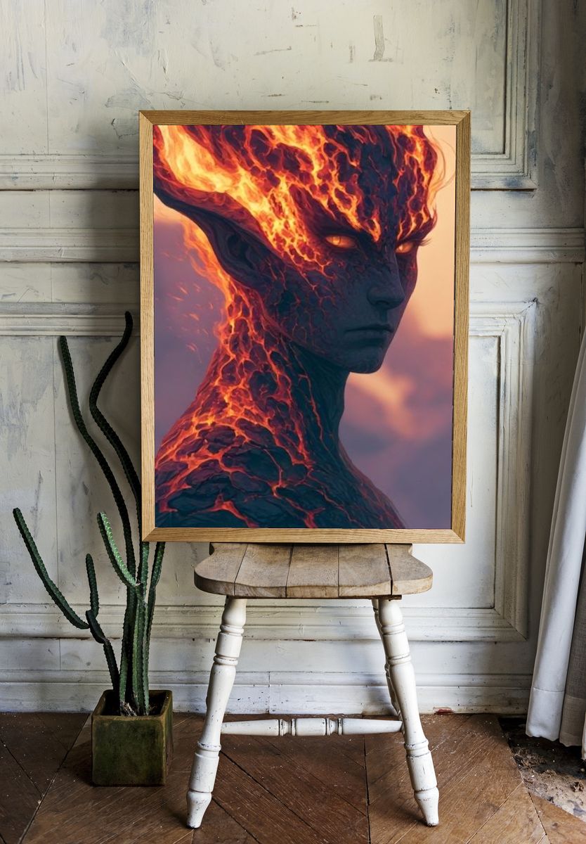 Lava Alien Portrait Print. room preview