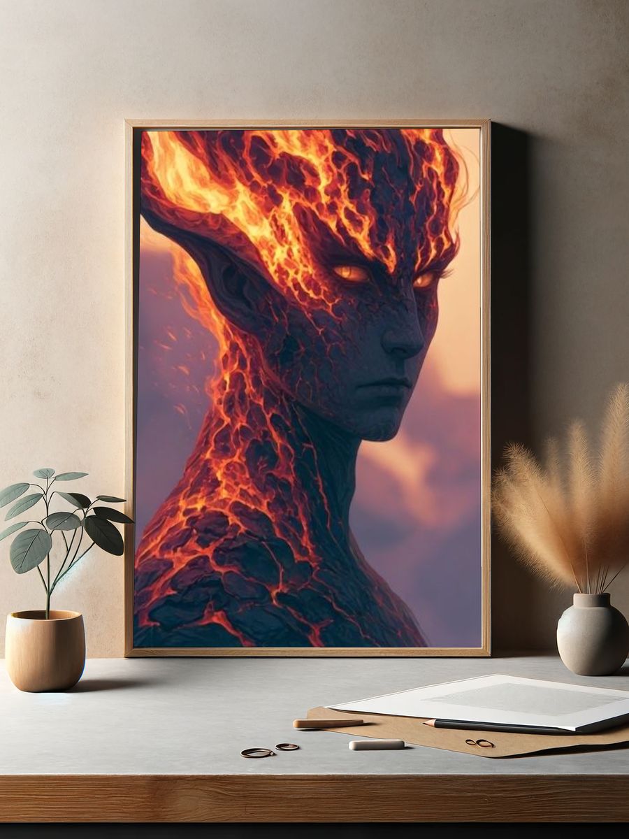 Lava Alien Portrait Print. — room view 2