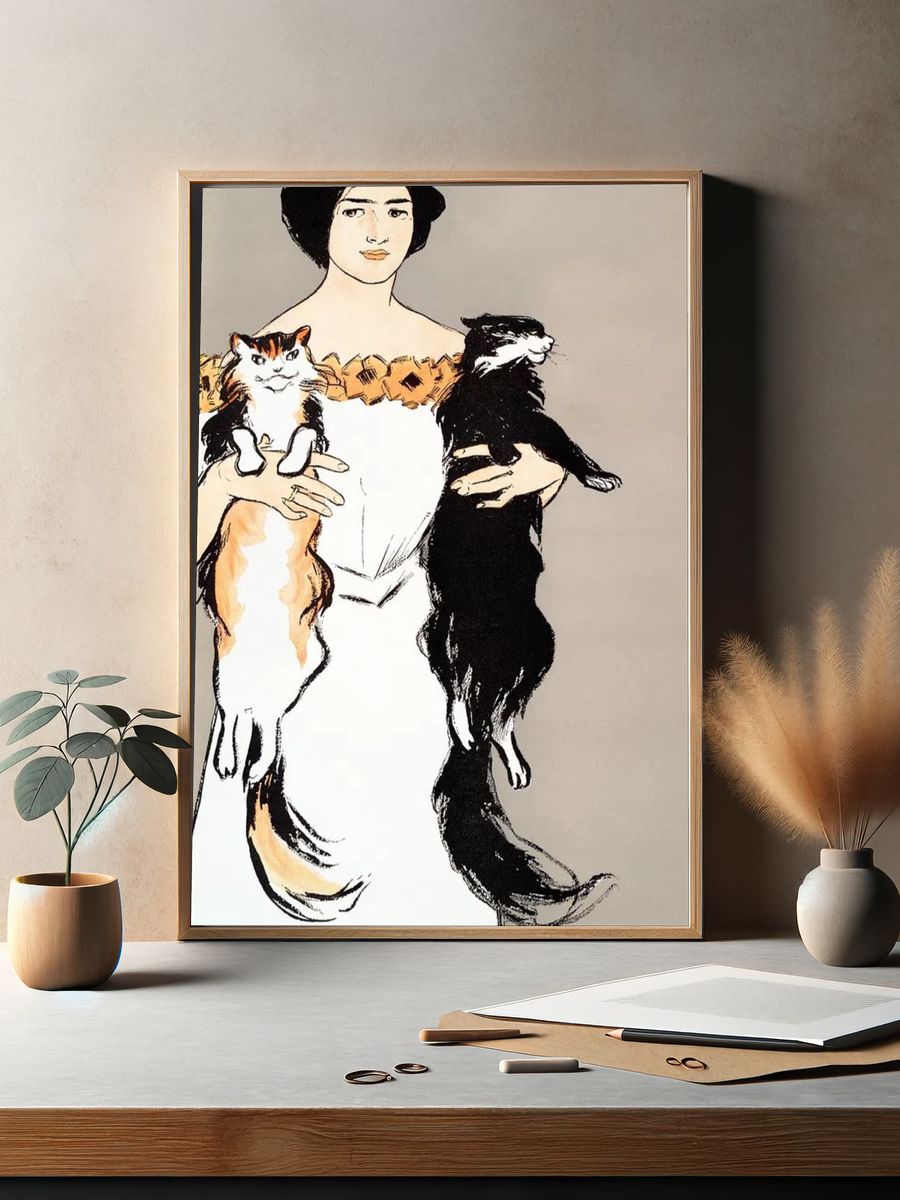 Woman holding cats (1897) print. — room view 2