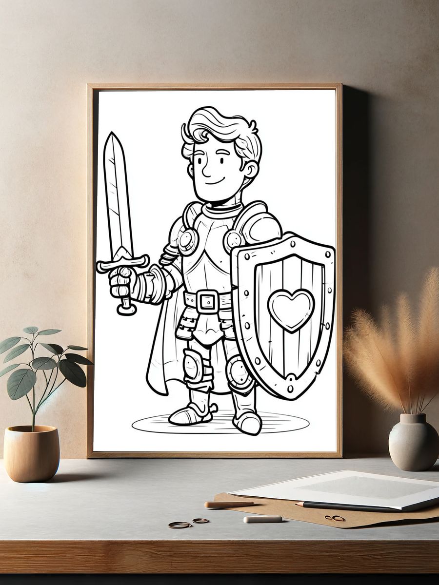 Knight Cartoon Illustration Poster. — room view 2