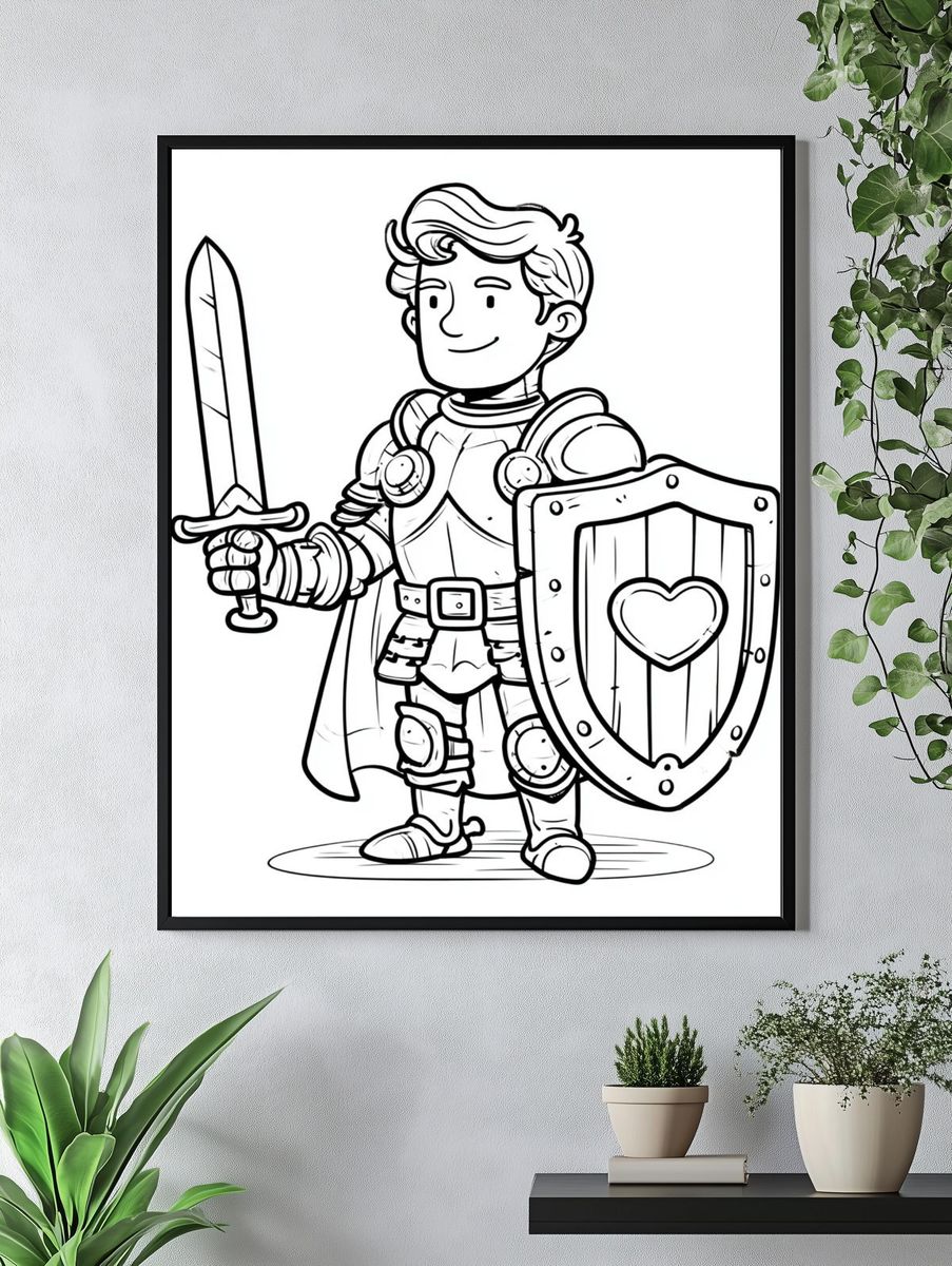 Knight Cartoon Illustration Poster. — room view 4
