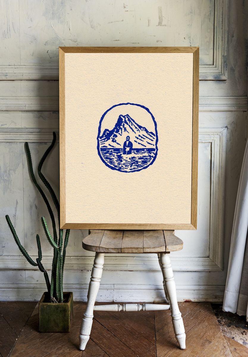 Mountain Lake Emblem Illustration Poster. room preview