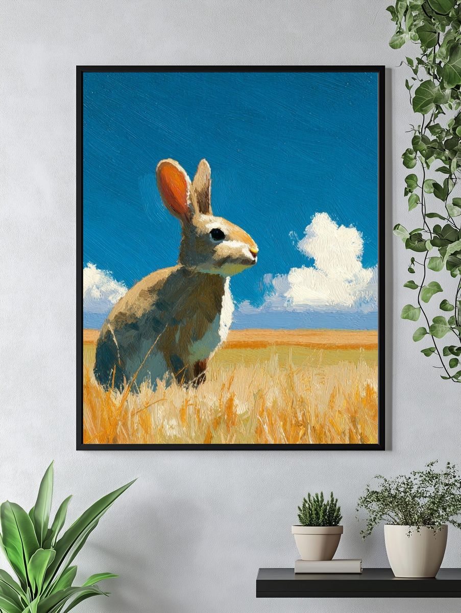 Rabbit in Meadow Illustration Poster. — room view 4