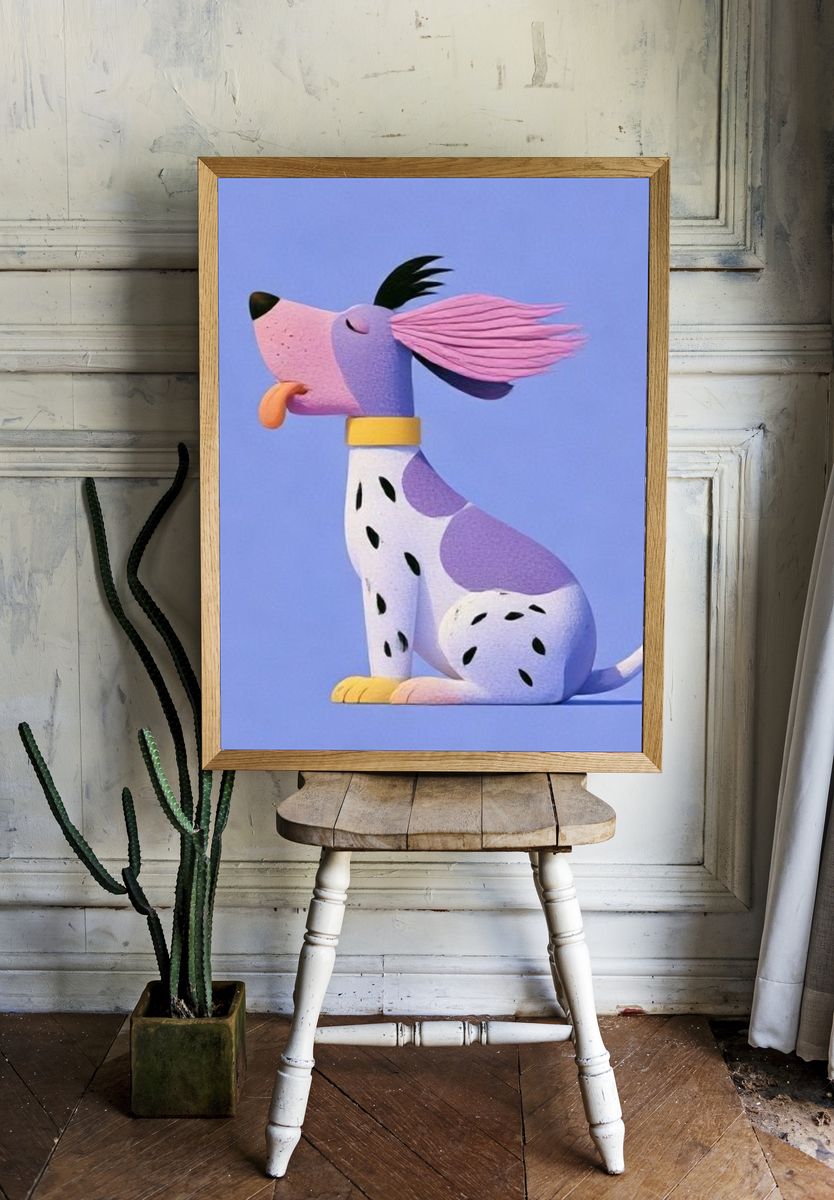 Playful Dalmatian Illustration Poster. room preview