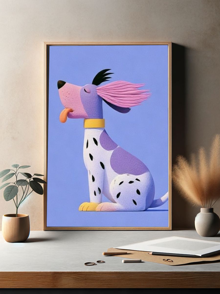 Playful Dalmatian Illustration Poster. — room view 2