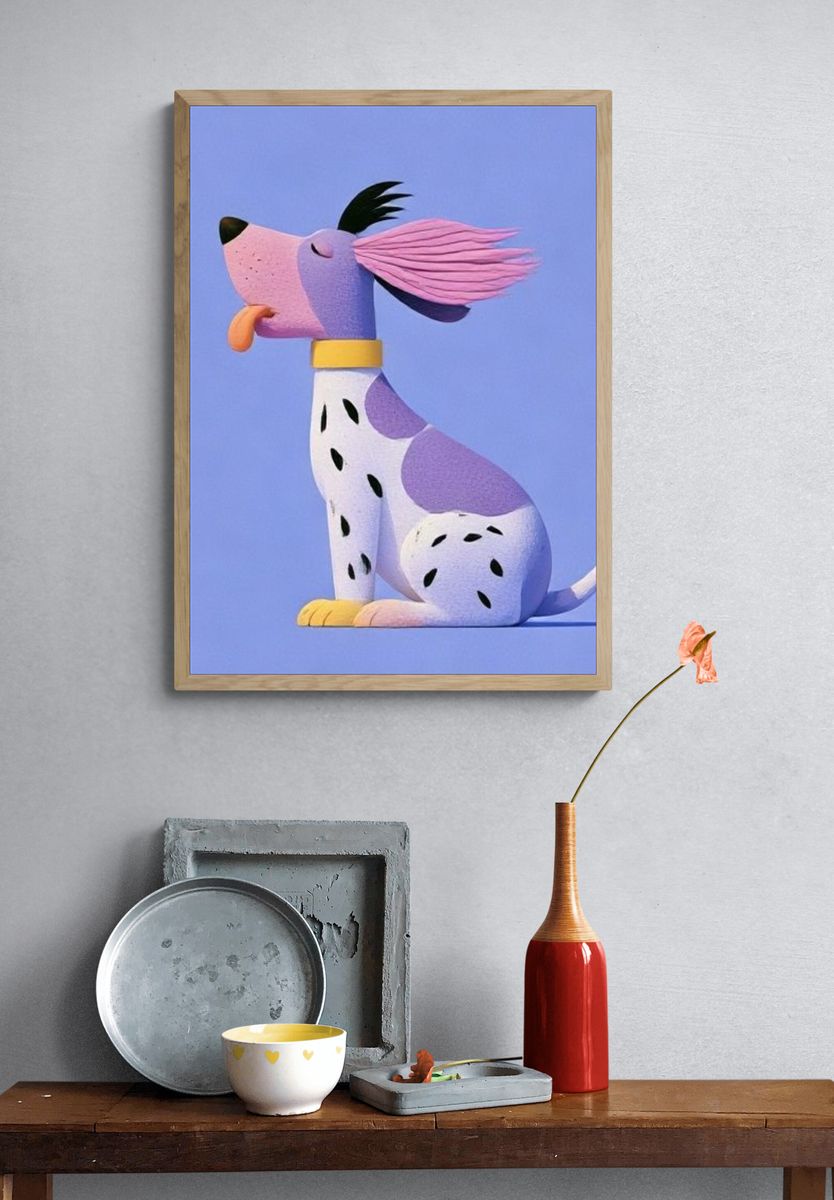 Playful Dalmatian Illustration Poster. — room view 3