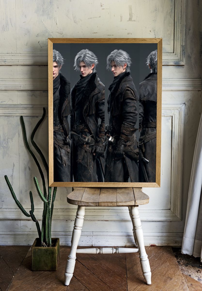 Silver-Haired Warrior Character Print. — room view 1