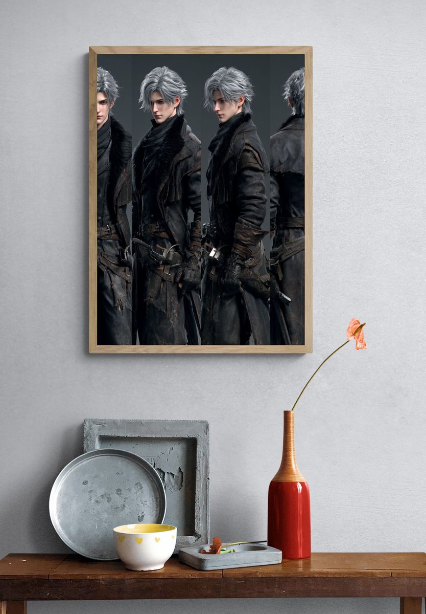 Silver-Haired Warrior Character Print. — room view 3