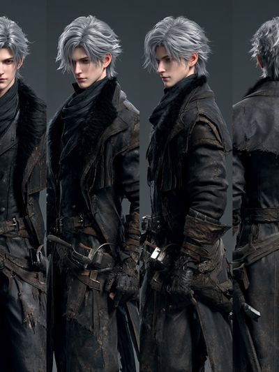 Silver-Haired Warrior Character Print.