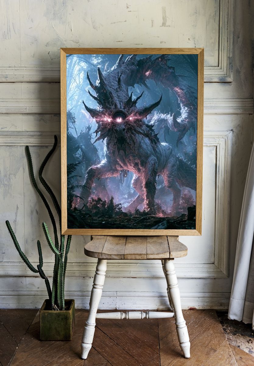 Mystic Forest Dragon Digital Art Poster. room preview