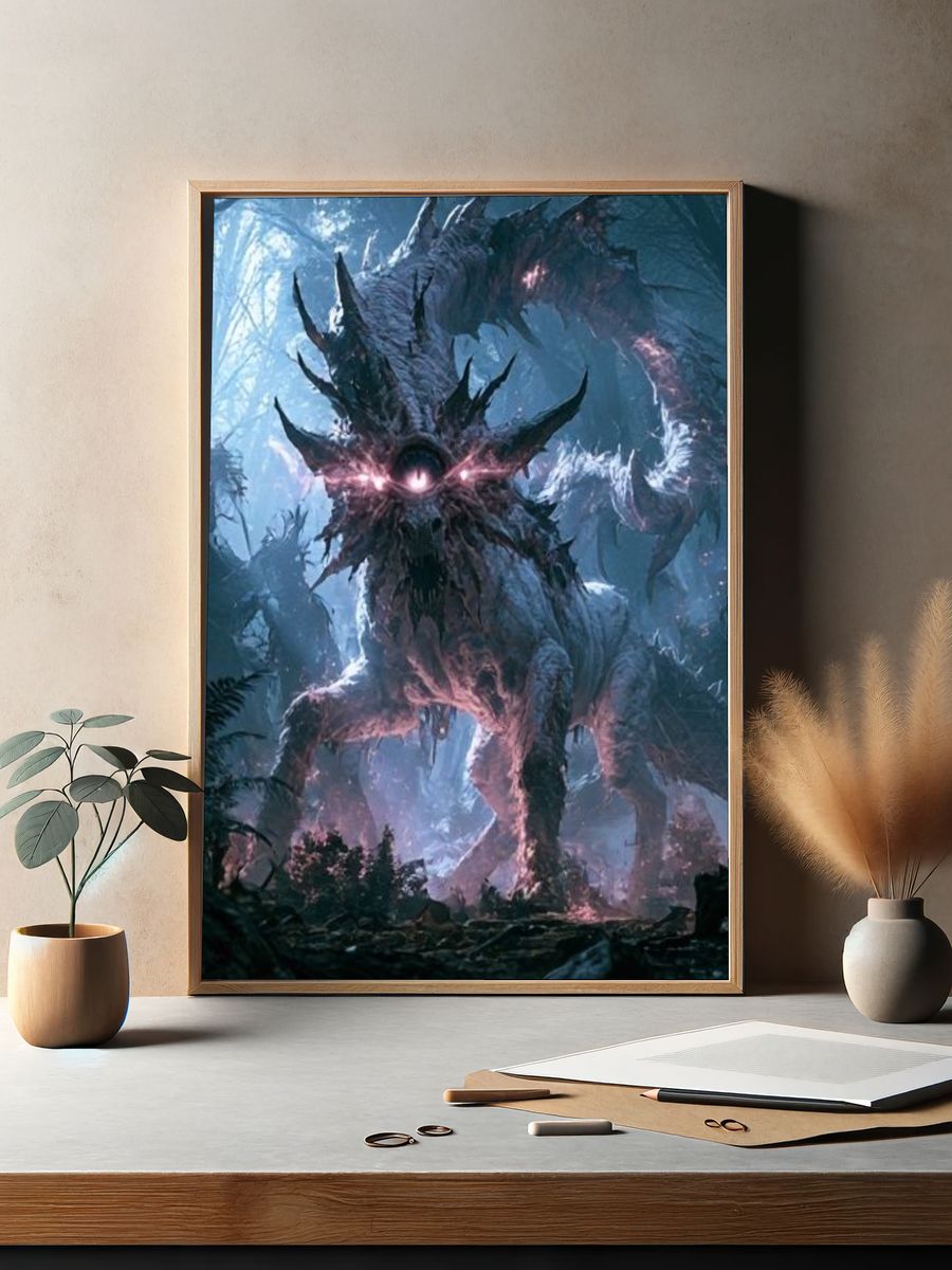 Mystic Forest Dragon Digital Art Poster. — room view 2