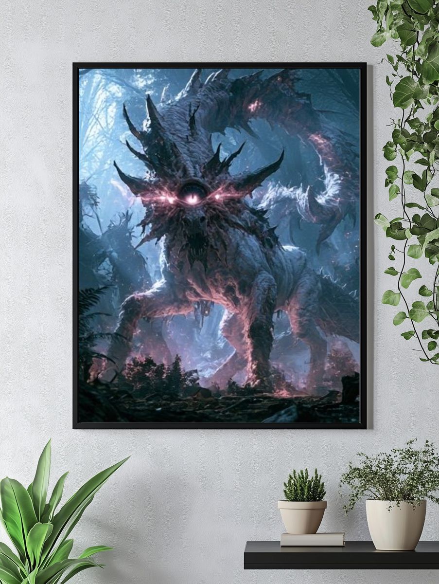 Mystic Forest Dragon Digital Art Poster. — room view 4