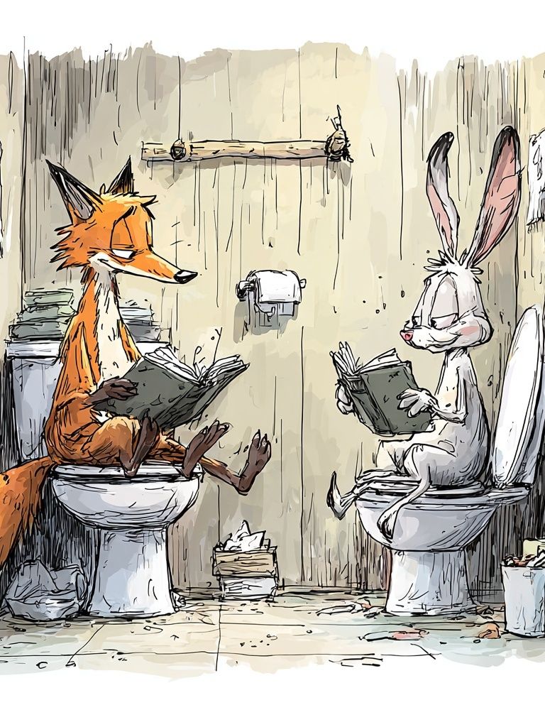 Fox and Rabbit Reading Poster. poster detail
