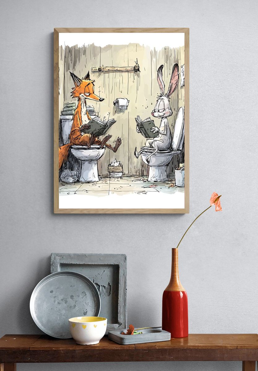 Fox and Rabbit Reading Poster. — room view 3