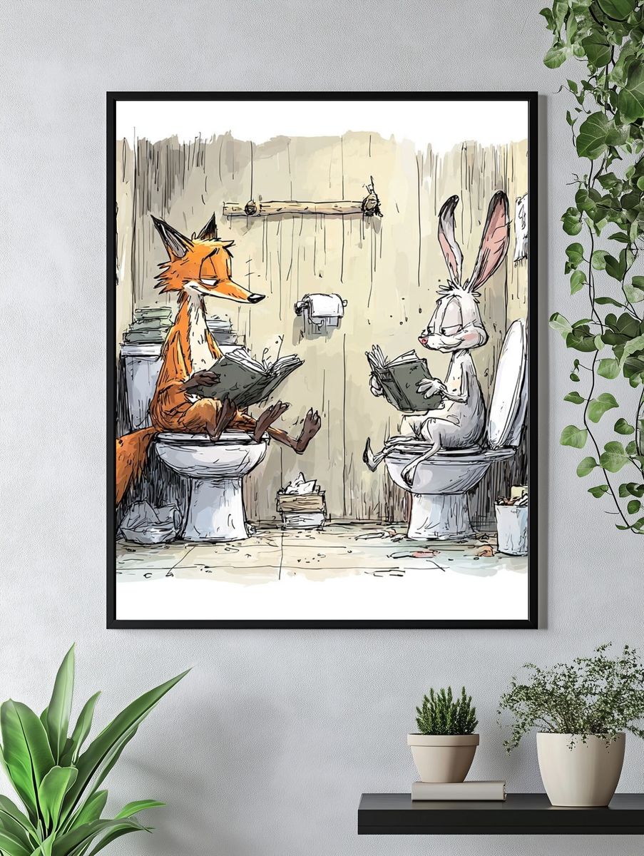 Fox and Rabbit Reading Poster. — room view 4
