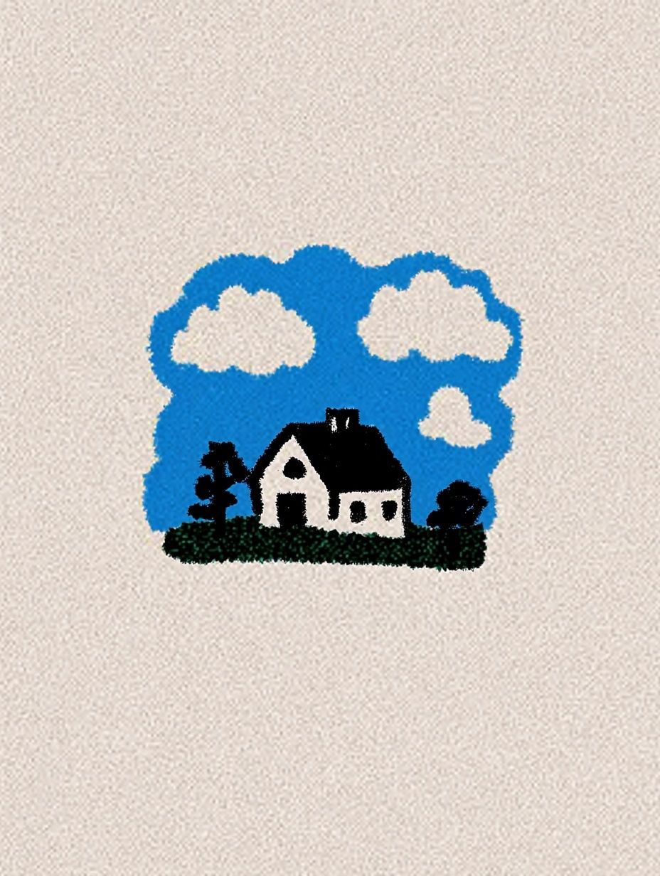 Blue Sky Cottage Illustration Poster. poster detail