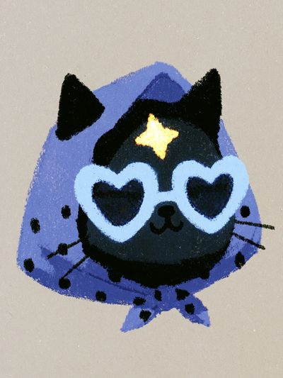Heart-Eyed Cat Illustration Poster. poster