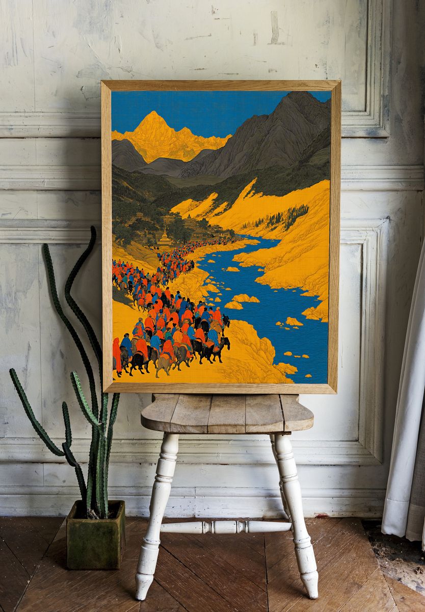Mountain Pilgrimage Illustration Poster. — room view 1