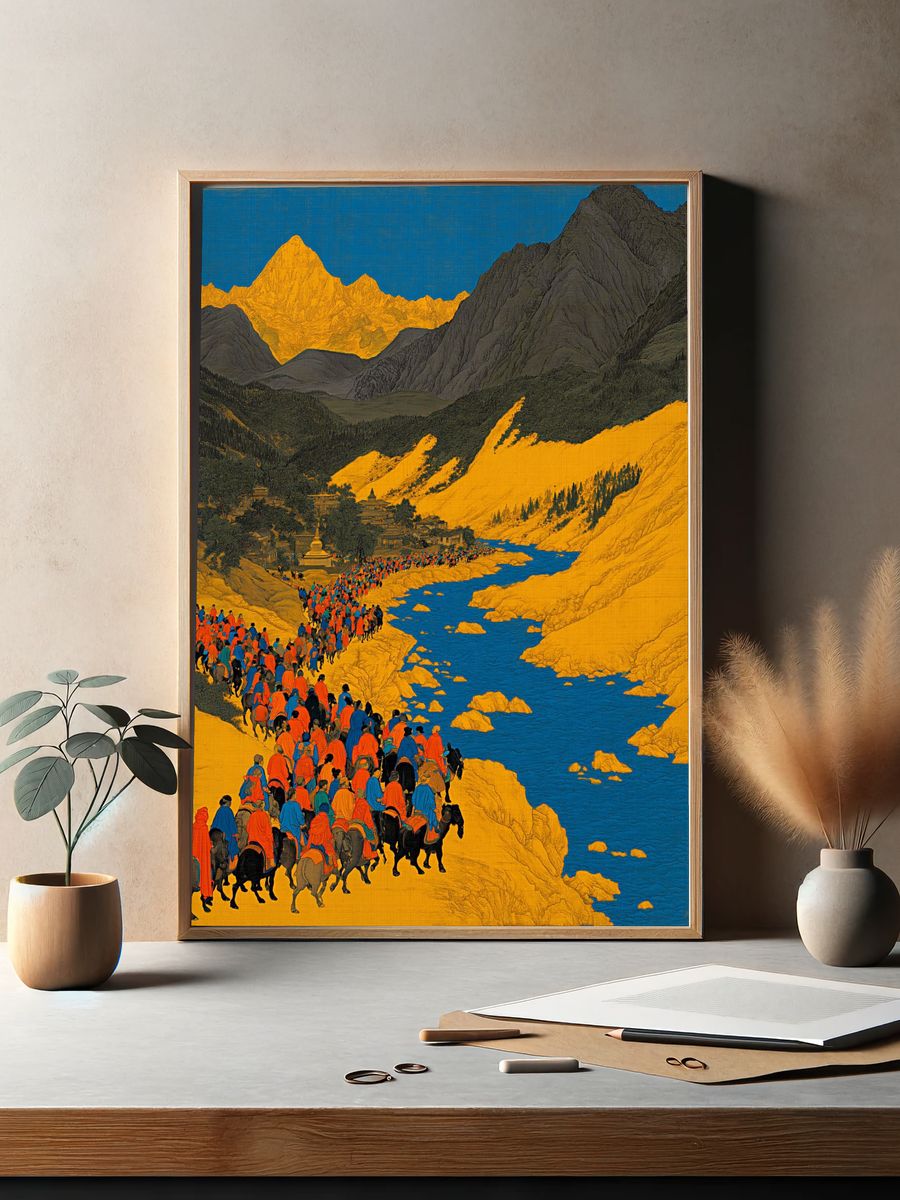 Mountain Pilgrimage Illustration Poster. — room view 2