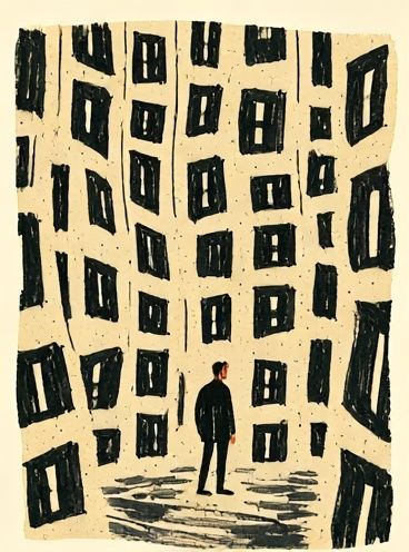 Surreal City Windows Illustration Poster. poster detail