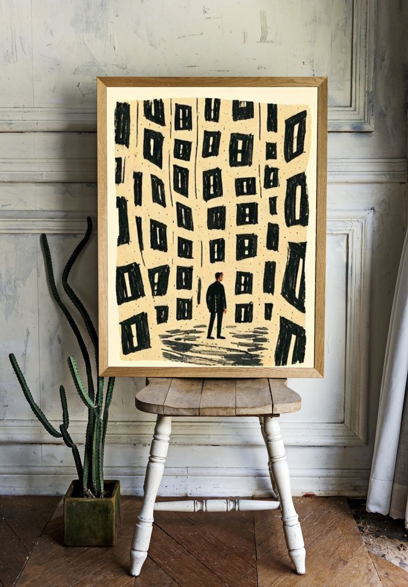Surreal City Windows Illustration Poster. room preview