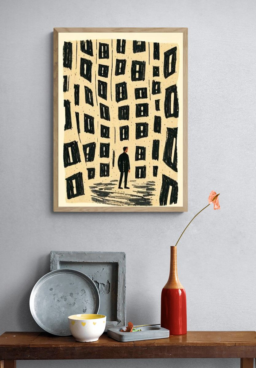 Surreal City Windows Illustration Poster. — room view 3