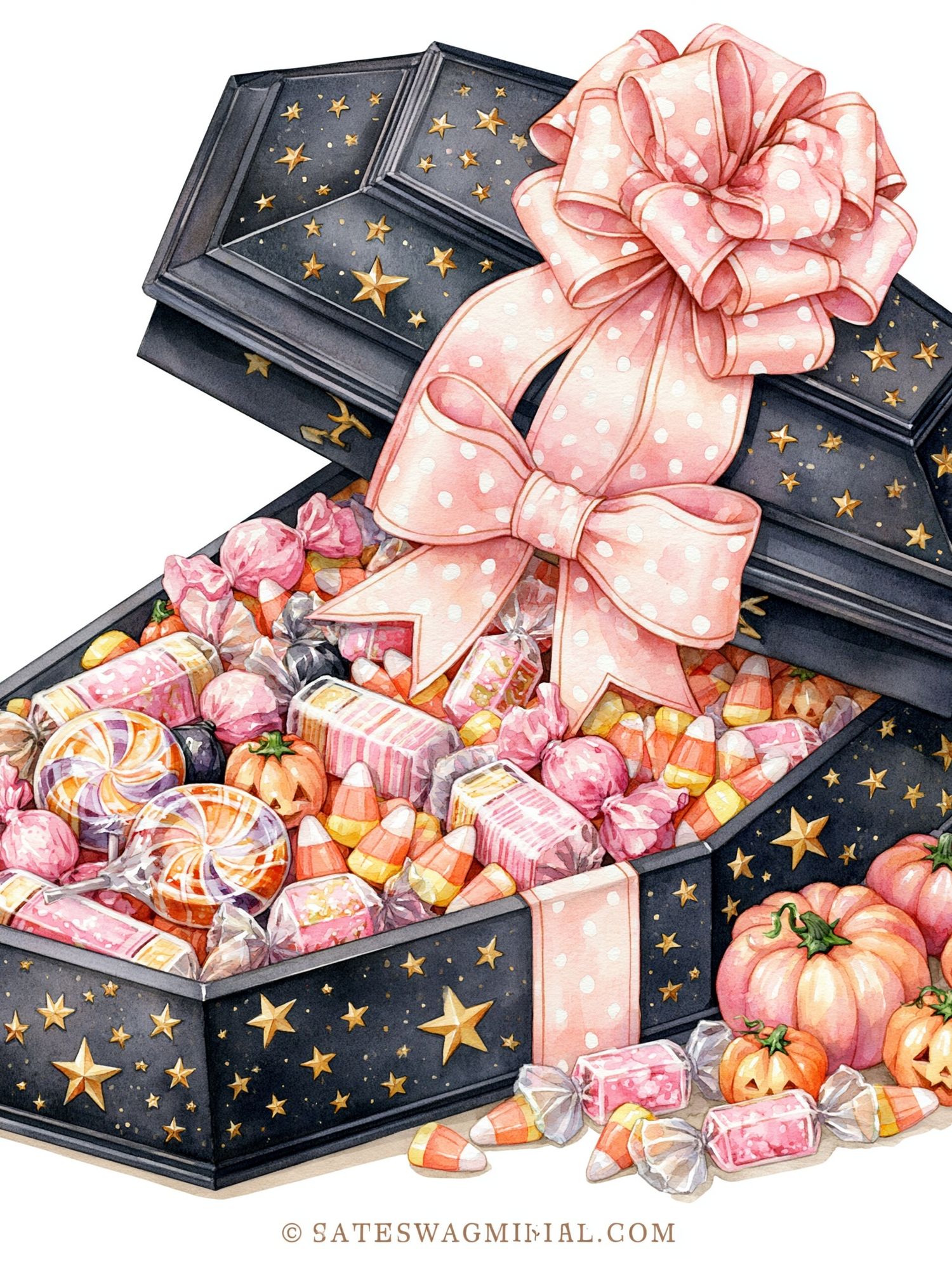 Halloween Candy Box Watercolor Print. poster — illustration art