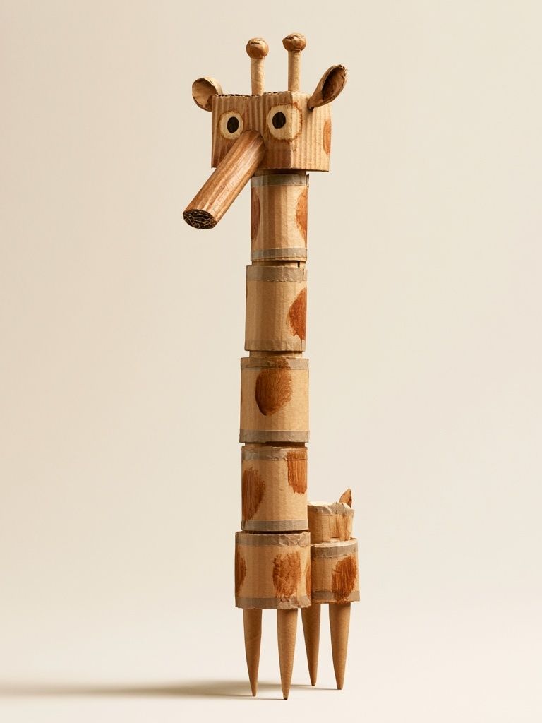 Cardboard Giraffe Illustration Poster. poster — illustration art