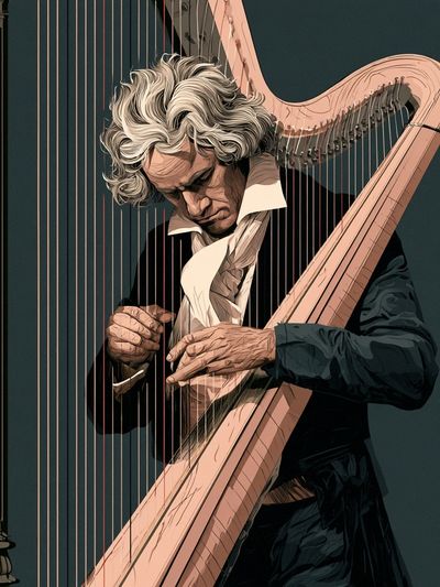 Classical Harpist Illustration Poster. poster