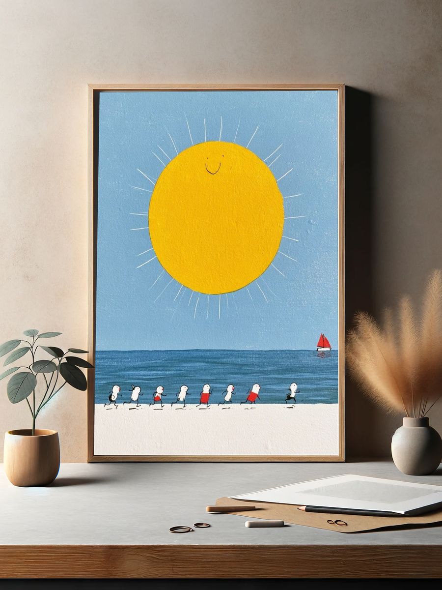 Cute Couple Kitchen Illustration Poster. — room view 2