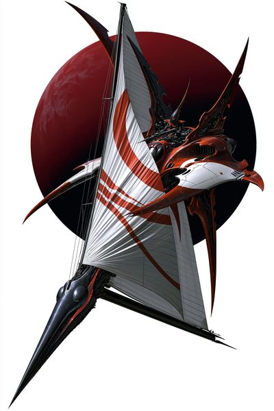 Futuristic Sailcraft Illustration Poster.