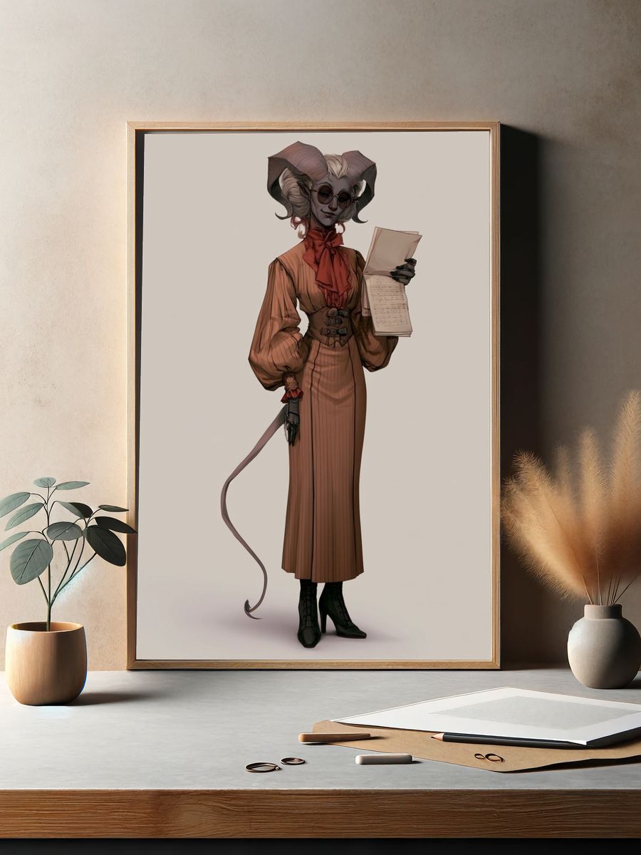 Horned Character Illustration Poster. — room view 2