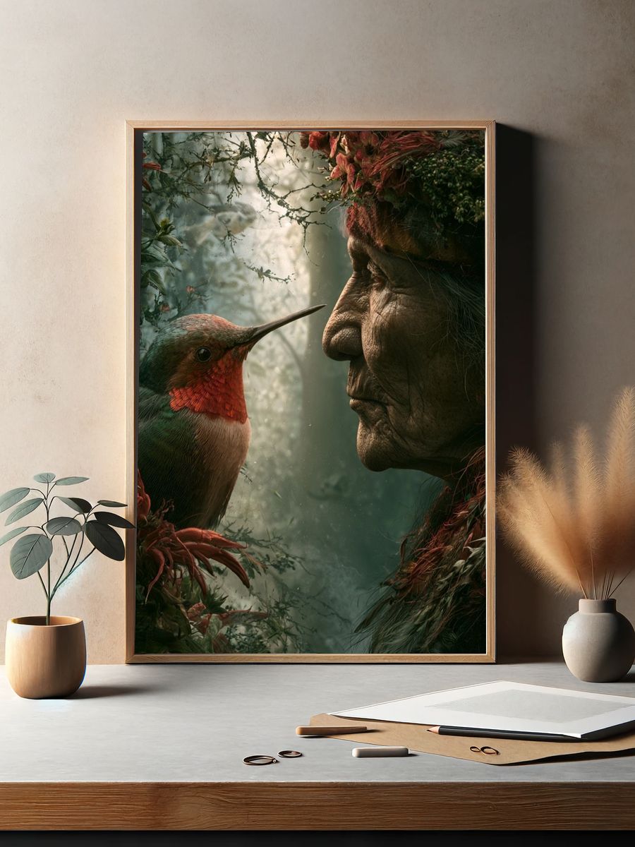 Forest Spirit and Hummingbird Print. — room view 2