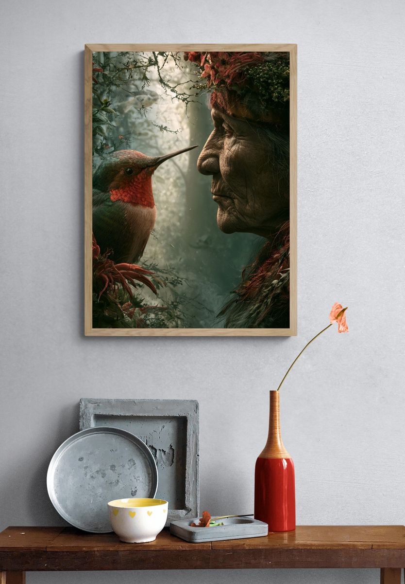 Forest Spirit and Hummingbird Print. — room view 3