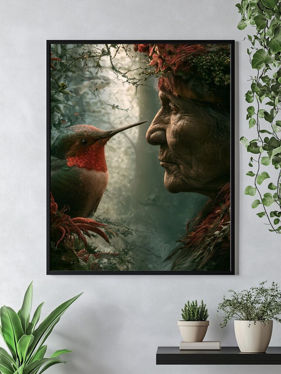 Forest Spirit and Hummingbird Print. — room view 4
