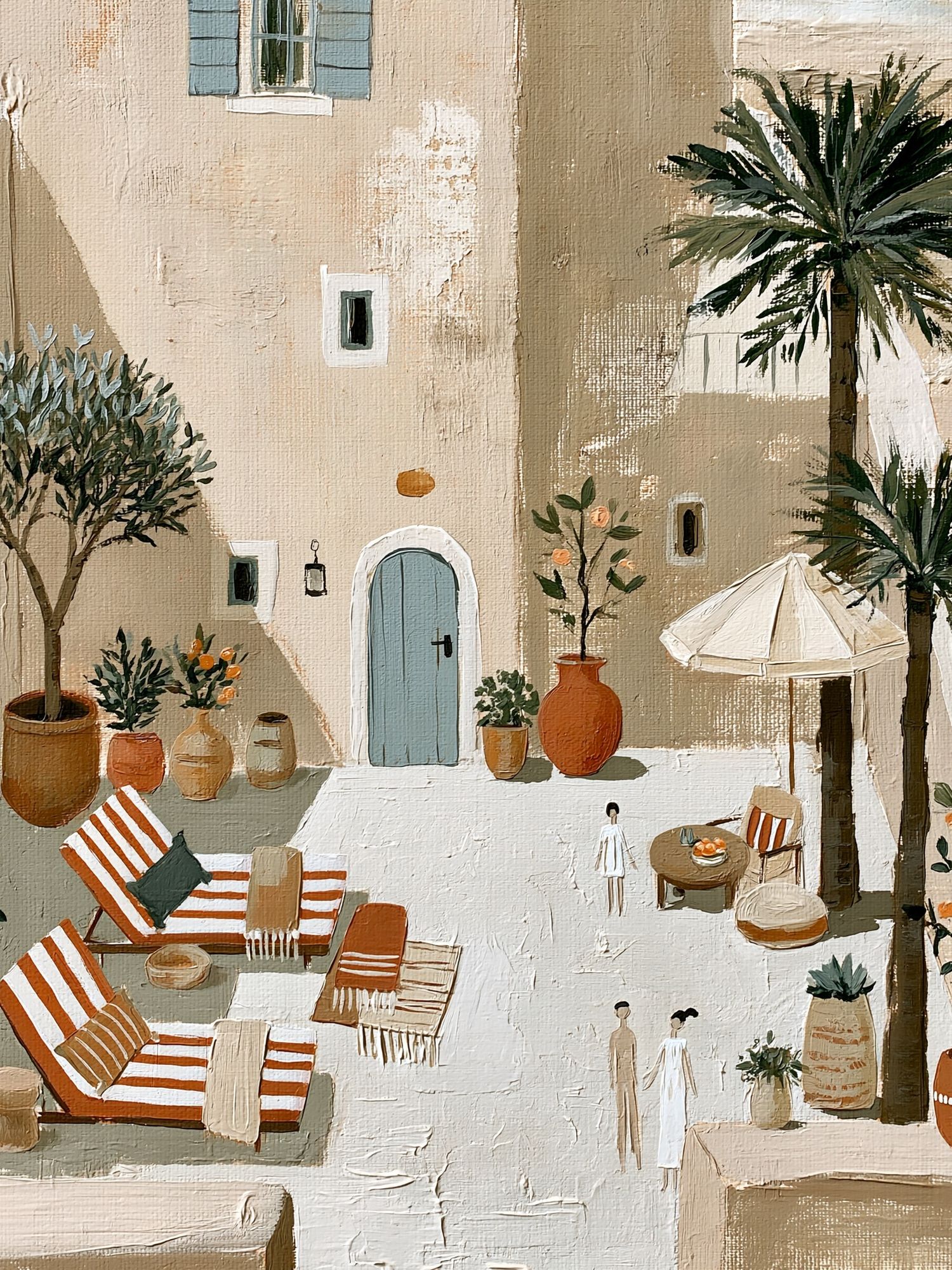 Mediterranean Courtyard Illustration Poster. poster — illustration art