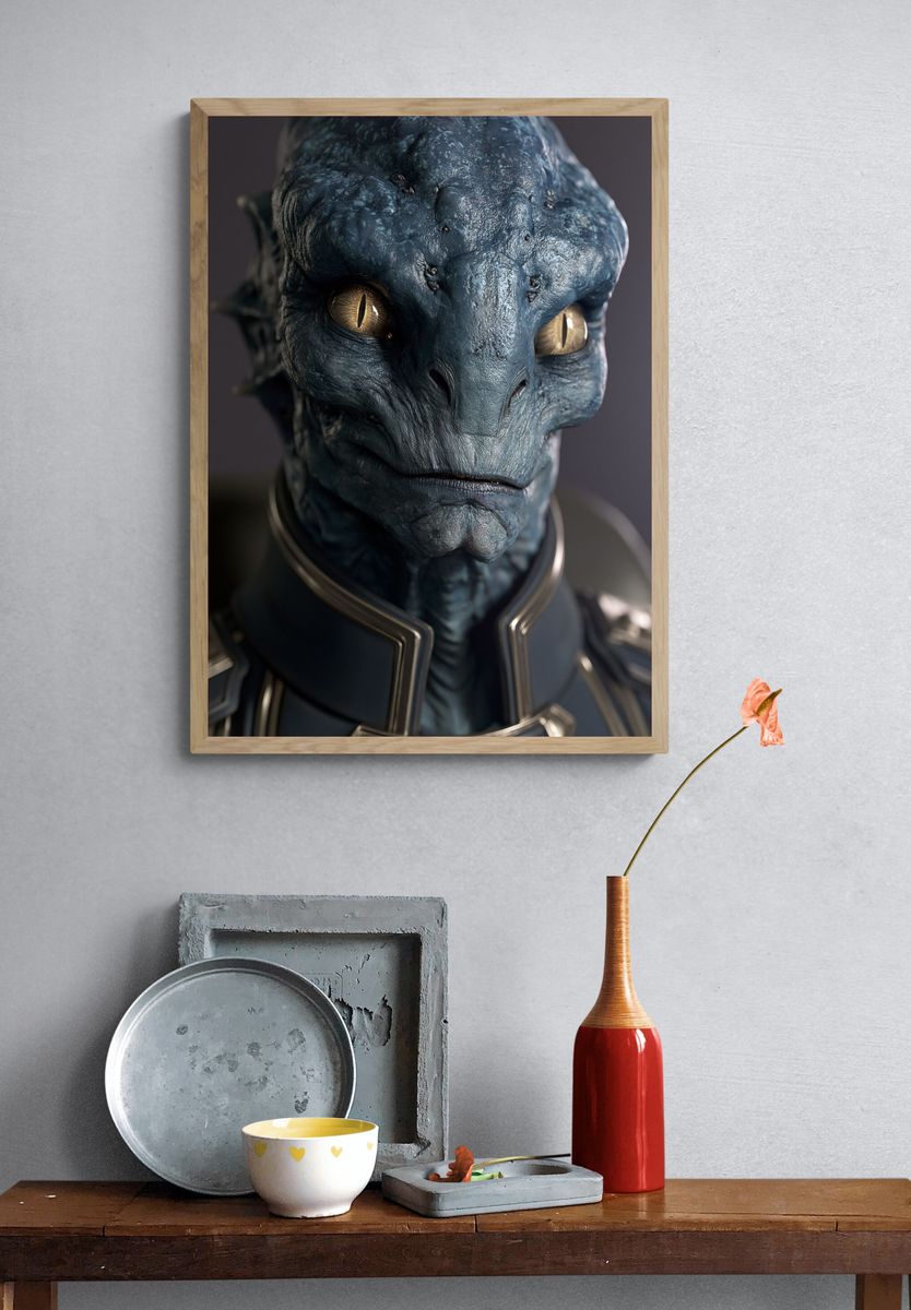 Alien Reptilian Portrait Poster. — room view 3