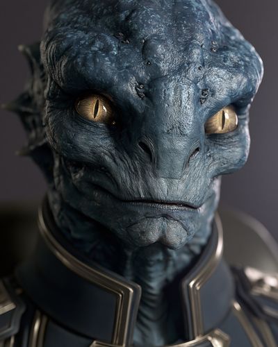 Alien Reptilian Portrait Poster. poster