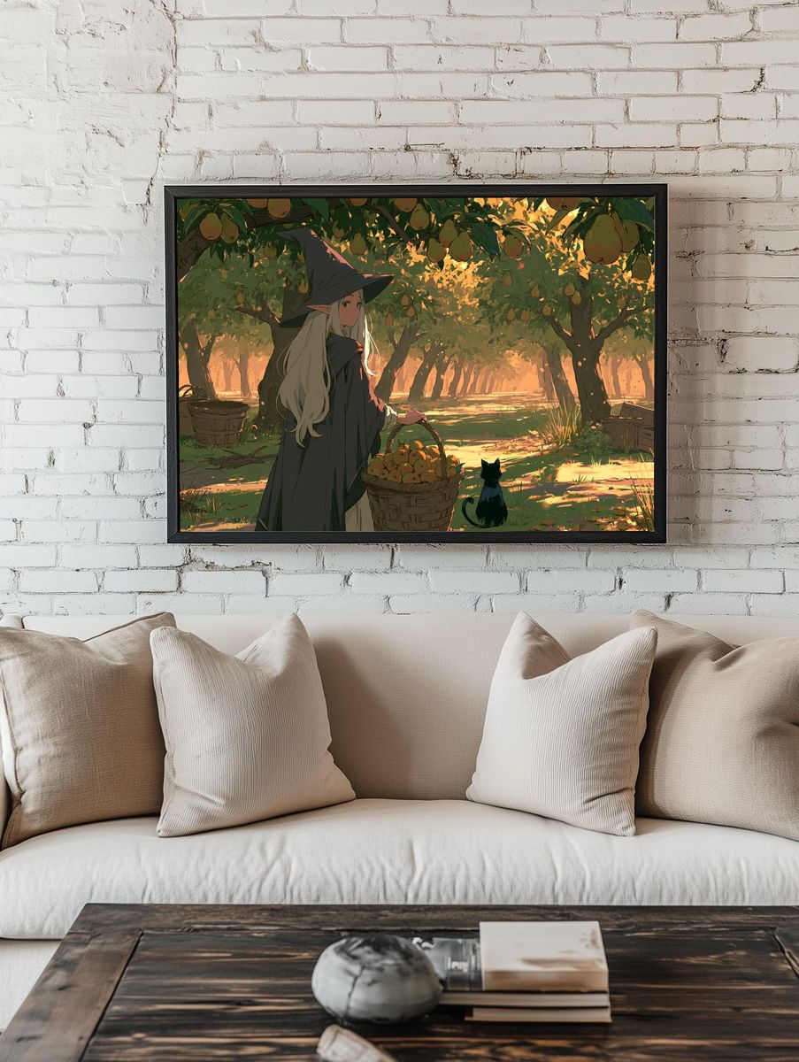 Elven Orchard Harvest Illustration Poster. room preview