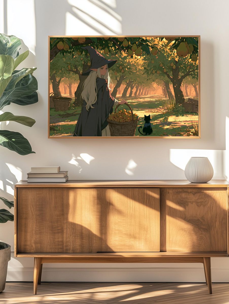 Elven Orchard Harvest Illustration Poster. — room view 3