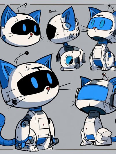Robot Cat Character Illustration Poster. poster