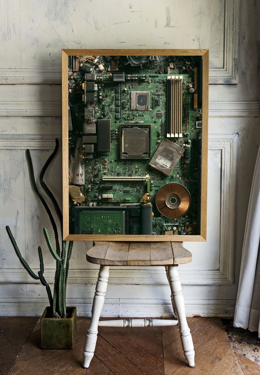 Circuit Board Collage Illustration Poster. room preview