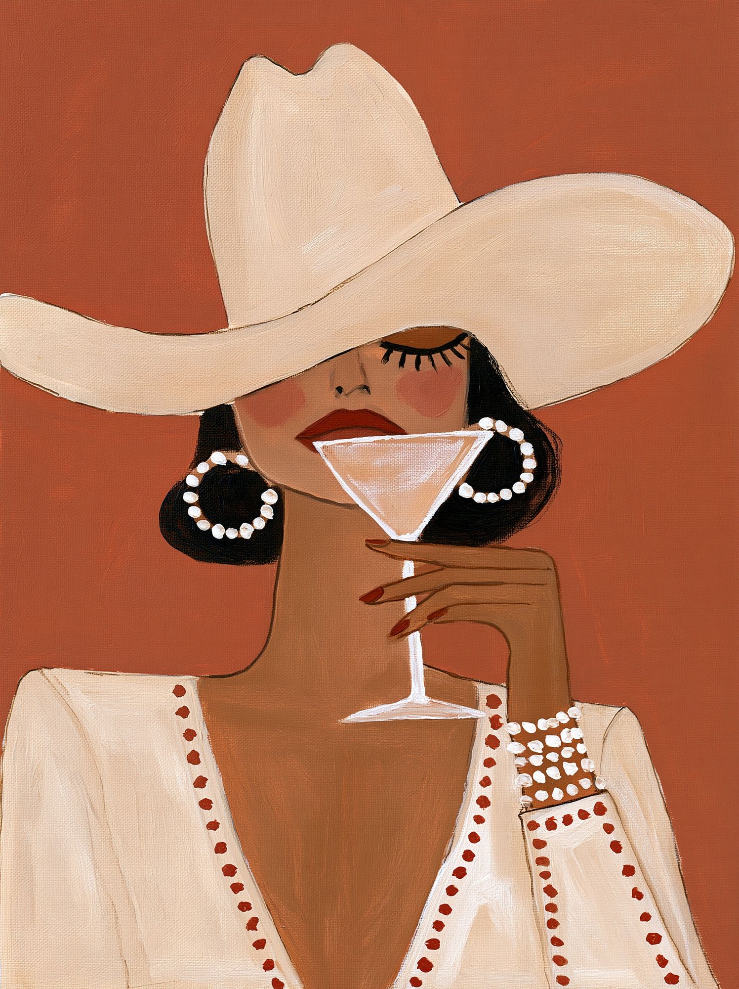 Cowgirl with Martini Illustration Poster. poster — illustration art