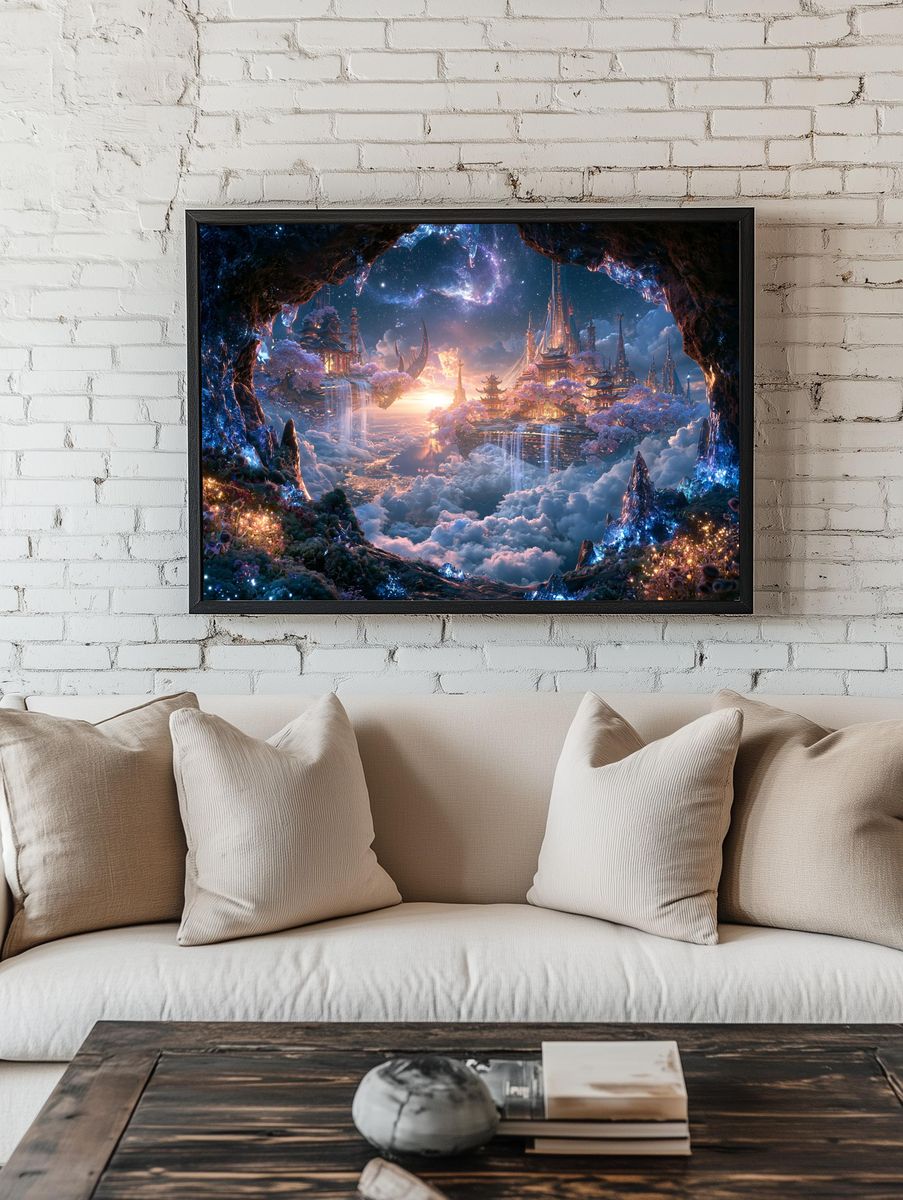 Celestial Pagoda Dreamscape Print. room preview